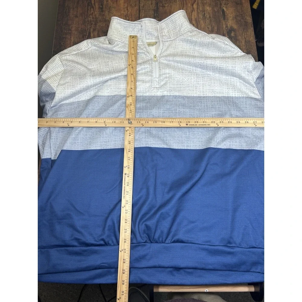 Big And Tall Men's 4XL Royaura 1/4 Zip Pullover Sweatshirt Blue Geometric